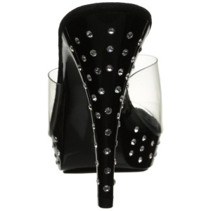 Nero Trasparente 14 cm COCKTAIL-501SDT Mules Strass Altissimi