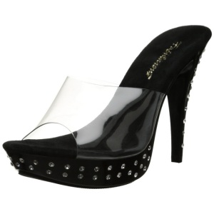 Nero Trasparente 14 cm COCKTAIL-501SDT Mules Strass Altissimi