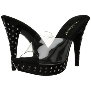 Nero Trasparente 14 cm COCKTAIL-501SDT Mules Strass Altissimi
