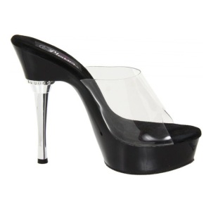 Nero Trasparente 14 cm Pleaser ALLURE-601 Plateau Mules Tacco Alto