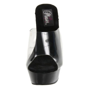 Nero Trasparente 14 cm Pleaser ALLURE-601 Plateau Mules Tacco Alto
