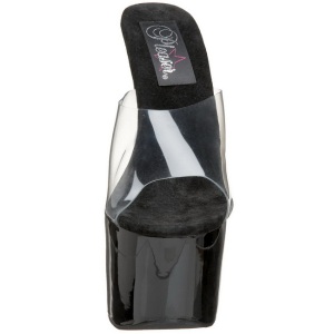 Nero Trasparente 18 cm PLEASER SKY-301 Plateau Mules Alte