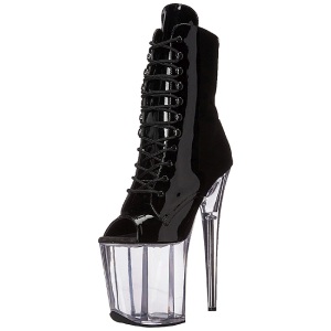 Nero Trasparente 20 cm FLAMINGO-1021 stivaletti con plateau suola donna