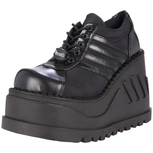 Nero Vegan 12 cm STOMP-08 lolita stivaletti con zeppa plateau