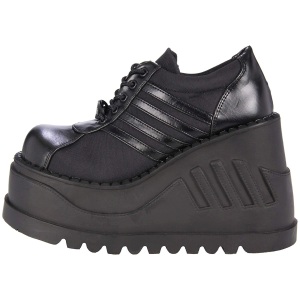 Nero Vegan 12 cm STOMP-08 lolita stivaletti con zeppa plateau
