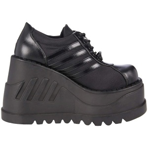 Nero Vegan 12 cm STOMP-08 lolita stivaletti con zeppa plateau
