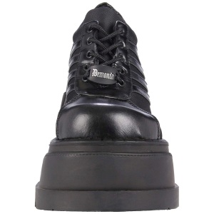 Nero Vegan 12 cm STOMP-08 lolita stivaletti con zeppa plateau