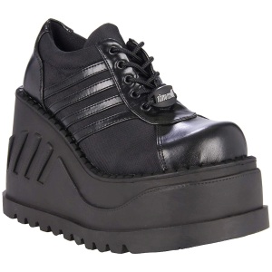 Nero Vegan 12 cm STOMP-08 lolita stivaletti con zeppa plateau