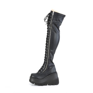 Nero Vegano 11,5 cm SHAKER-374 stivali sopra il ginocchio con lacci