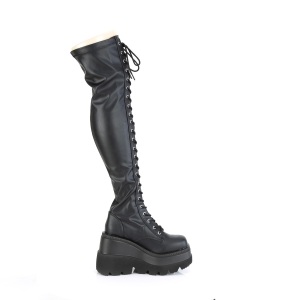 Nero Vegano 11,5 cm SHAKER-374 stivali sopra il ginocchio con lacci