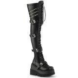 Nero Vegano 11,5 cm SHAKER-420 stivali sopra il ginocchio con lacci