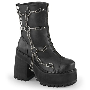 Nero Vegano 12 cm ASSAULT-66 stivaletti lolita con tacco spesso e plateau