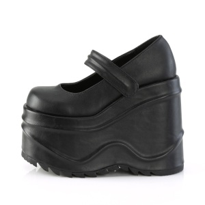 Nero Vegano 15 cm WAVE-32 scarpe dcollet mary jane zeppa plateau