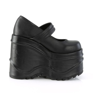 Nero Vegano 15 cm WAVE-32 scarpe dcollet mary jane zeppa plateau