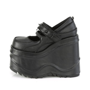 Nero Vegano 15 cm WAVE-48 scarpe dcollet mary jane zeppa plateau