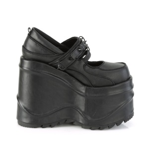 Nero Vegano 15 cm WAVE-48 scarpe dcollet mary jane zeppa plateau