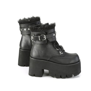 Nero Vegano 9 cm ASHES-57 stivaletti lolita con tacco spesso e plateau