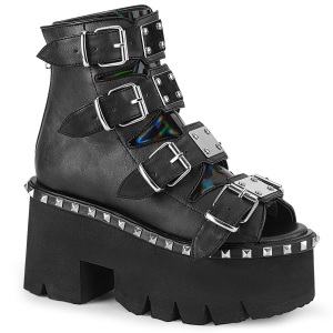 Nero Vegano 9 cm ASHES-70 stivaletti lolita con tacco spesso e plateau