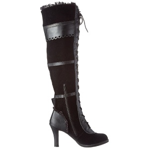 Nero Velluto 9,5 cm GLAM-300 Stivali alti e sopra al ginocchio