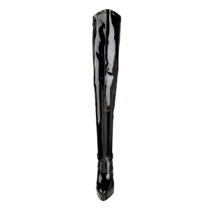 Nero Vernice 13,5 cm INDULGE-3000 Stivali Overknee Plateau
