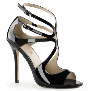 Nero Vernice 13 cm AMUSE-15 Sandali da Sera con Tacco Alto
