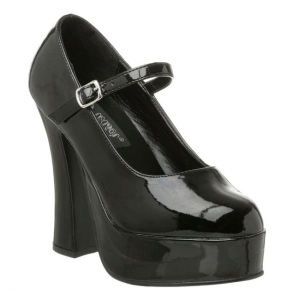 Nero Vernice 13 cm DOLLY-50 Mary Jane Plateau Scarpe Dcollet