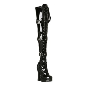Nero Vernice 13 cm ELECTRA-3028 Stivali alti e sopra al ginocchio