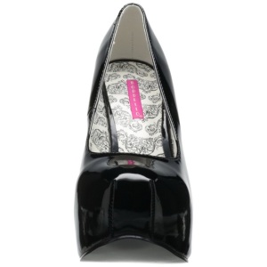 Nero Vernice 14,5 cm Burlesque BORDELLO TEEZE-06 Plateau Scarpe Dcollet