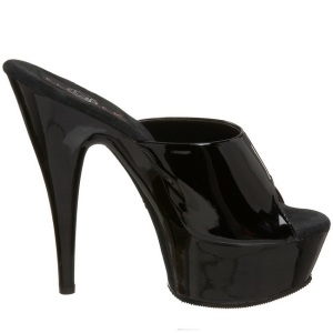 Nero Vernice 15,5 cm DELIGHT-601 Plateau Mules Alte