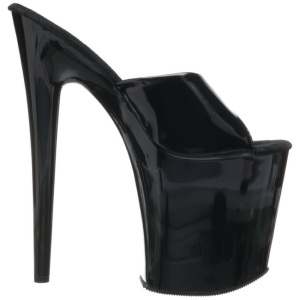 Nero Vernice 20 cm FLAMINGO-801 Pantofole Tacco Alto Donna
