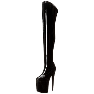 Nero Vernice 20 cm PLEASER FLAMINGO-3000 Stivali Overknee Plateau