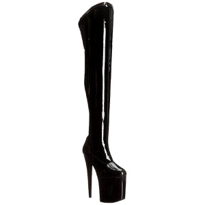 Nero Vernice 20 cm PLEASER FLAMINGO-3000 Stivali Overknee Plateau