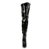 Nero Verniciata 13 cm stivali sopra il ginocchio elasticizzati con gambale largo