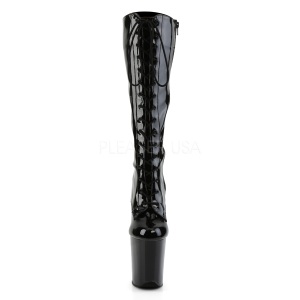Nero Verniciata 20 cm FLAMINGO-2023 stivali donna con lacci e plateau alto