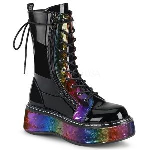 Nero Verniciata 5 cm EMILY-350 stivaletti demoniacult con plateau