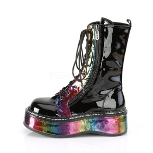 Nero Verniciata 5 cm EMILY-350 stivaletti demoniacult con plateau