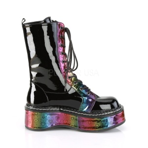 Nero Verniciata 5 cm EMILY-350 stivaletti demoniacult con plateau