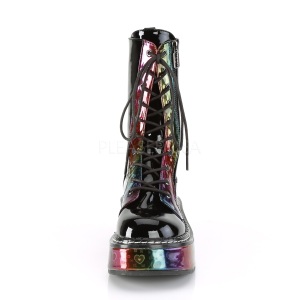 Nero Verniciata 5 cm EMILY-350 stivaletti demoniacult con plateau