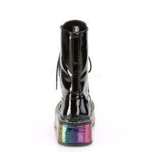 Nero Verniciata 5 cm EMILY-350 stivaletti demoniacult con plateau
