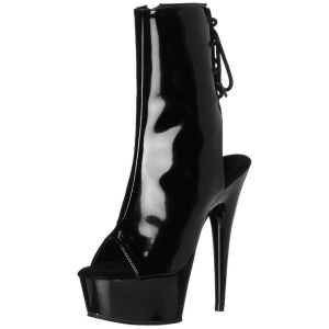 Nero Verniciato 15 cm DELIGHT-1018 Plateau Stivaletti Donna