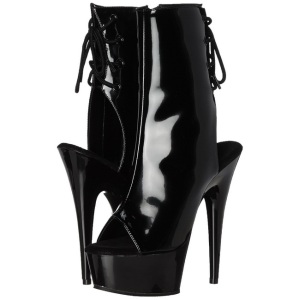 Nero Verniciato 15 cm DELIGHT-1018 Plateau Stivaletti Donna