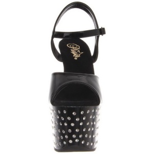 Nero Verniciato 18 cm STARDUST-709 Sandali Donna Plateau di Cristallo
