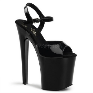 Nero Verniciato 20 cm Pleaser XTREME-809 Tacchi Alti Plateau