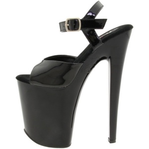 Nero Verniciato 20 cm Pleaser XTREME-809 Tacchi Alti Plateau