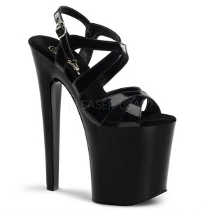 Nero Verniciato 20 cm Pleaser XTREME-872 Tacchi Alti Plateau