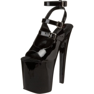 Nero Verniciato 20 cm Pleaser XTREME-873 Tacchi Alti Plateau