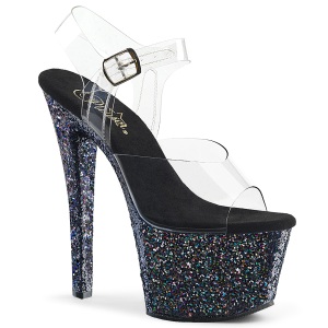 Nero scintillare 18 cm Pleaser SKY-308LG scarpe con tacchi da pole dance