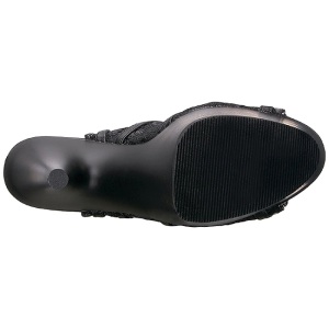 Nero tessuto del merletto 18 cm ADORE-796LC Stivaletti Stringati Donna