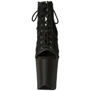 Nero tessuto del merletto 20 cm FLAMINGO-896LC Stivaletti Stringati Donna