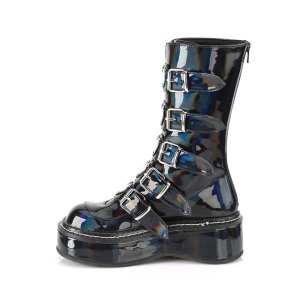 Ologramma 5 cm EMILY-330 stivali donna con fibbie e plateau alto